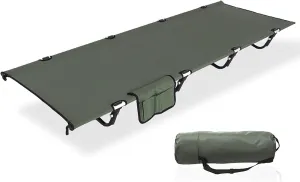 Lightweight Folding Camping Cot Bed, Extra Wide Portable Camping Cot with Storage Pocket and Carry Bag,Support 330Lbs for Outdoor Travel, Hunting, Hiking, Beach, Office