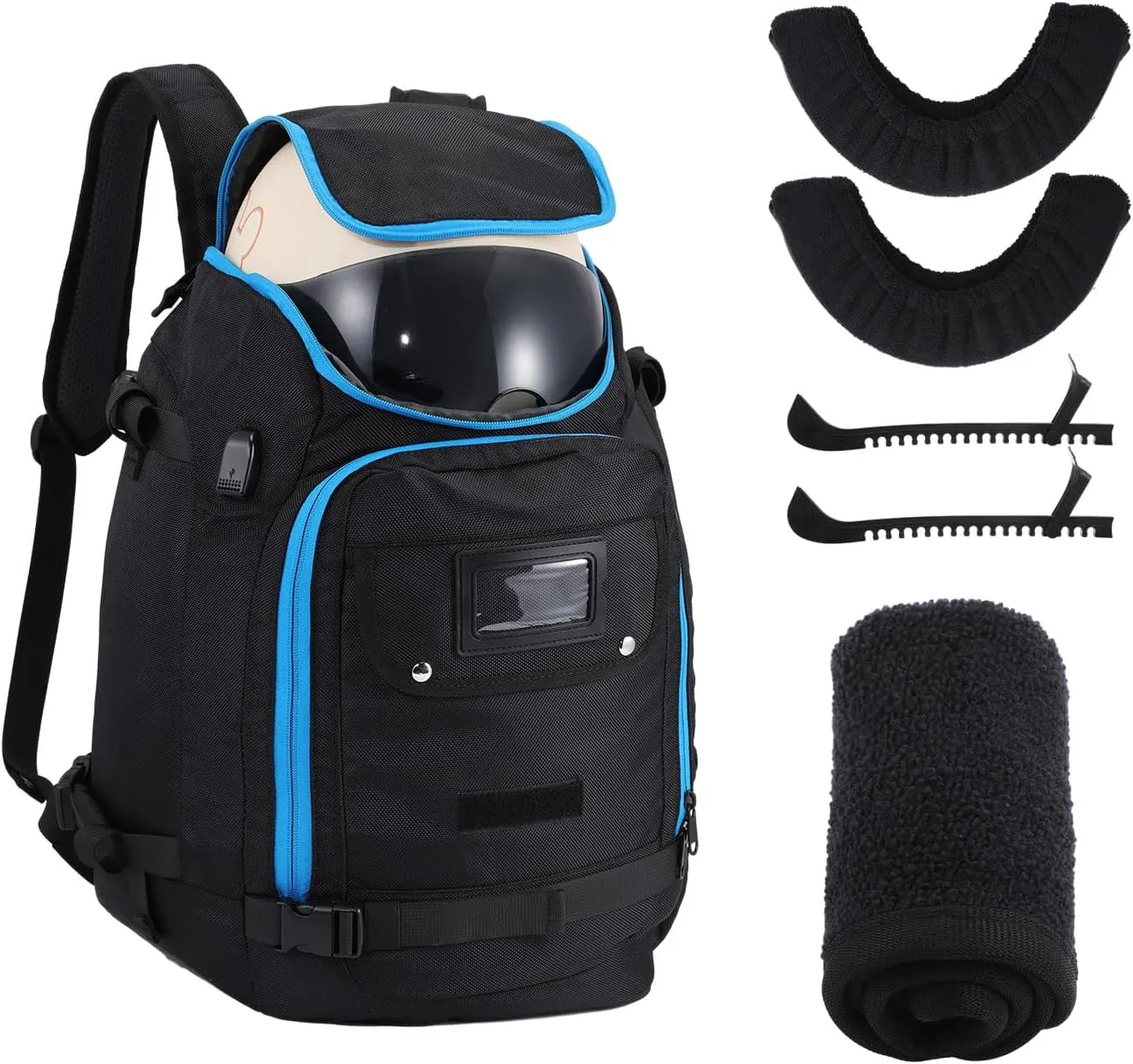 Liliful Ice Skating Bag Set 4 Pcs - Blade Covers, Towel, Inline Skate Bag, Guards - Fits Shoes up to US Men's 13 for Adult Figure Skating
