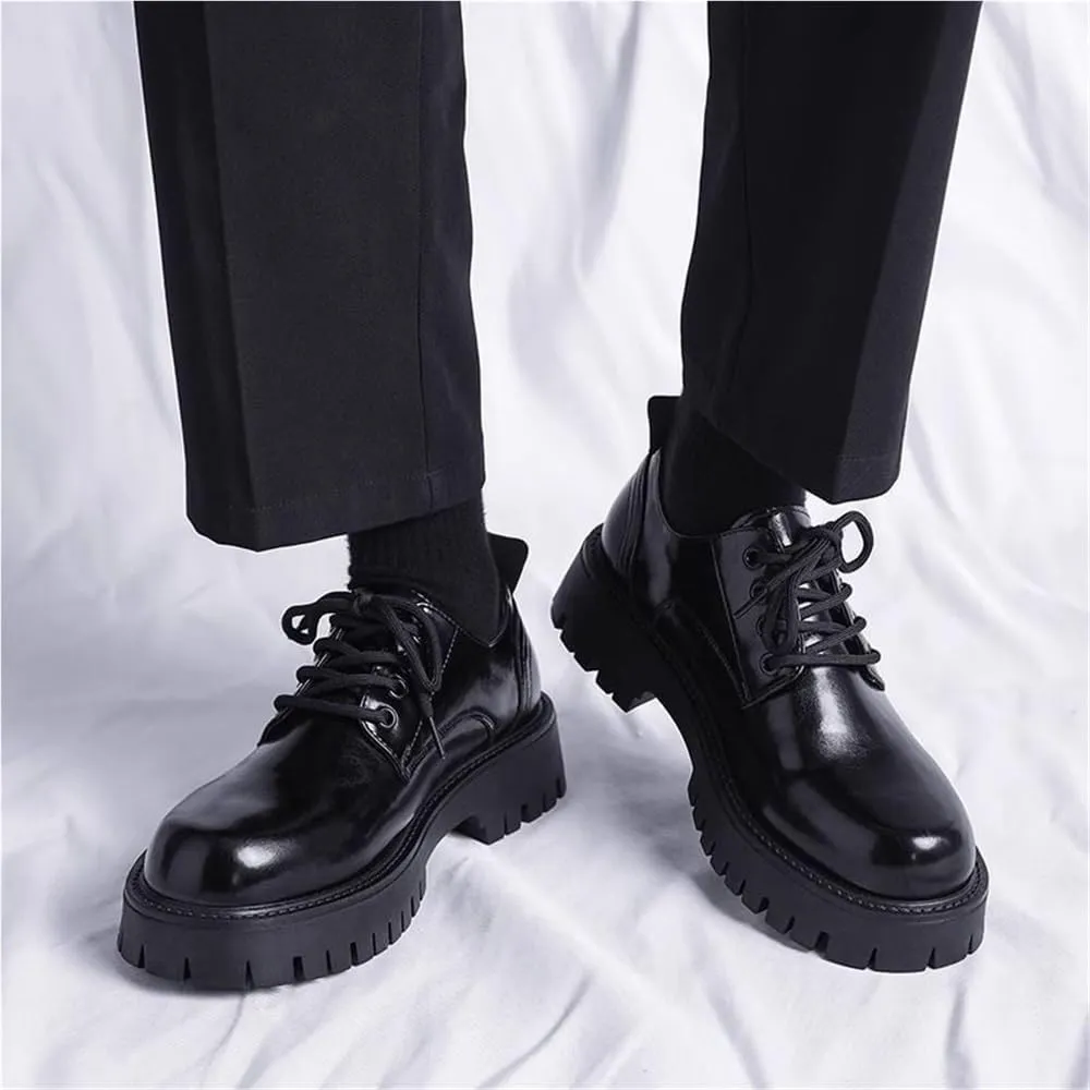 Loafers Classic Round Toe Slip Resistant Low Top Lug Sole Heightening Arch Support Formal Oxford Patent Shoes Lace Up Shoes