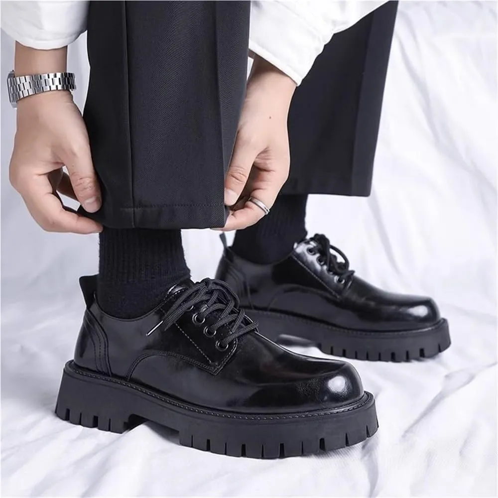 Loafers Classic Round Toe Slip Resistant Low Top Lug Sole Heightening Arch Support Formal Oxford Patent Shoes Lace Up Shoes