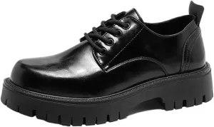 Loafers Classic Round Toe Slip Resistant Low Top Lug Sole Heightening Arch Support Formal Oxford Patent Shoes Lace Up Shoes