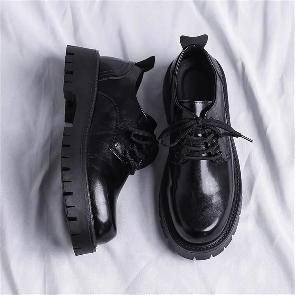 Loafers Classic Round Toe Slip Resistant Low Top Lug Sole Heightening Arch Support Formal Oxford Patent Shoes Lace Up Shoes