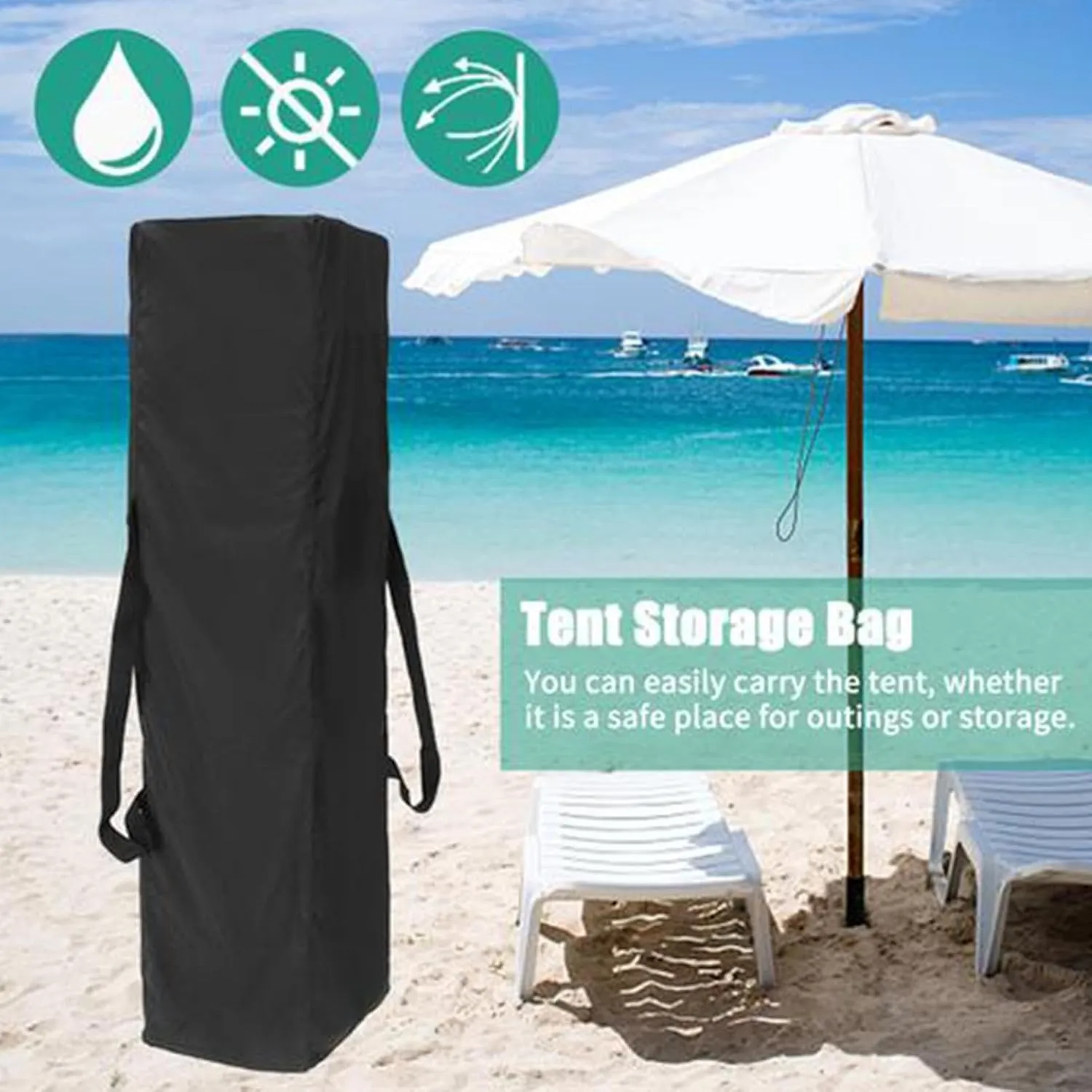 Long Duffle Bag - Zipper Sports Duffle Bag | Water Resistant Tent Storage Bag | Tent Bag with Handles | Canopy Bag Replacement | Portable Tent Bag with Hand Straps for Travel Camping