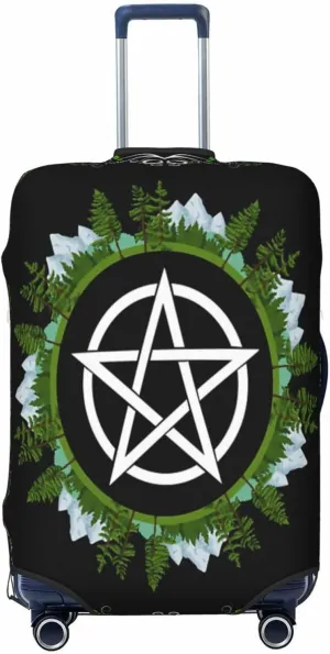 Luggage Cover For Travel Earth Wiccan Occult Witch Pentagram Pentacle– High Elasticity Business Trips 20-28 Inch.