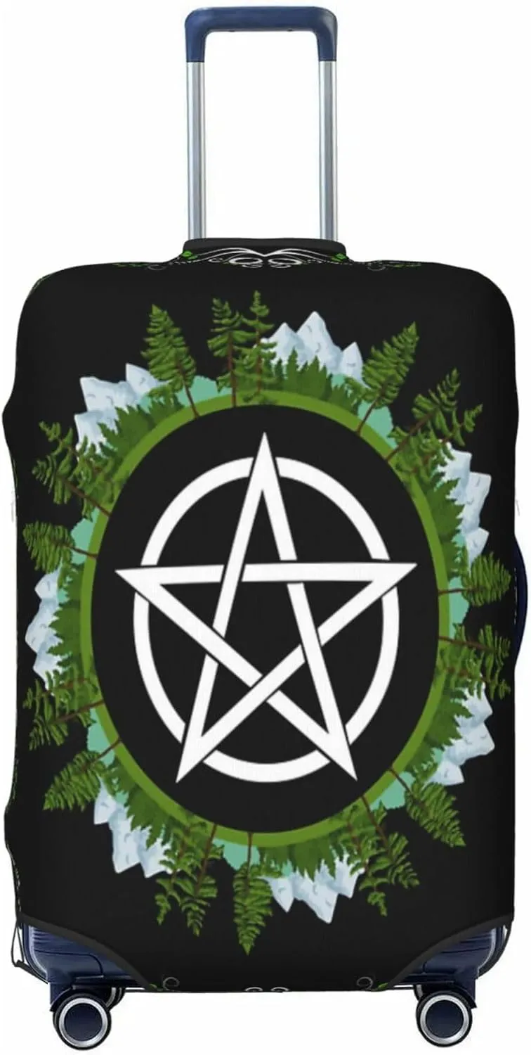 Luggage Cover For Travel Earth Wiccan Occult Witch Pentagram Pentacle– High Elasticity Business Trips 20-28 Inch.