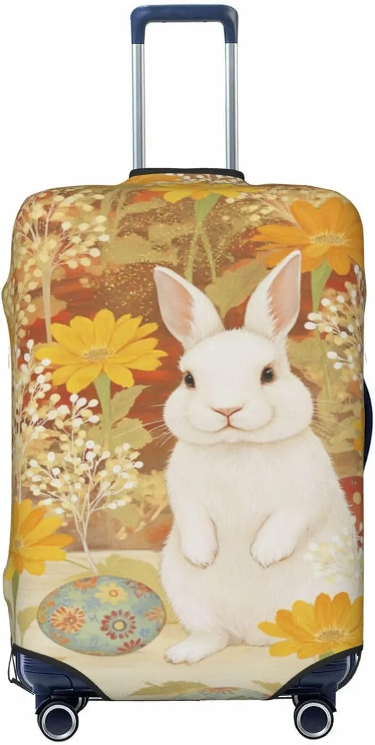 Luggage Cover For Travel Easter Bunny’s Egg Hunt Garden–dustproof Ideal For Travel 20-28 Inch.