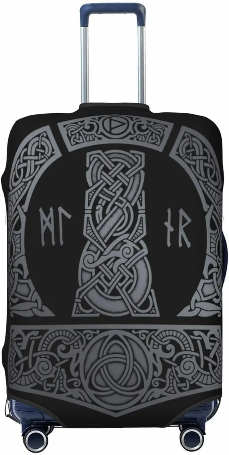 Luggage Cover For Travel Norse Mythology Vikings Thor'S Hammer Rune– High Elasticity Ideal For Travel 20-28 Inch.