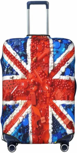 Luggage Cover For Travel Vintage Uk London Theme With Inscriptions– Scratch-Resistant Ideal For Travel 20-28 Inch.