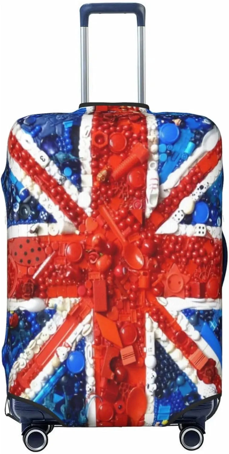 Luggage Cover For Travel Vintage Uk London Theme With Inscriptions– Scratch-Resistant Ideal For Travel 20-28 Inch.