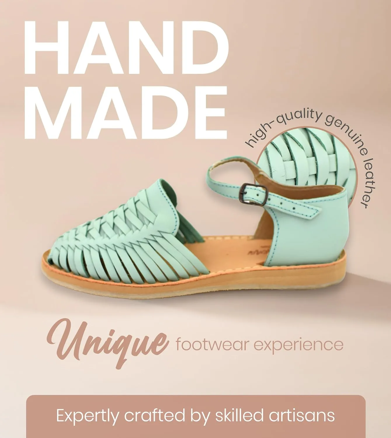 Macarena Collection Womens Shoes Leather Sandals Ankle for Women | Huarache Handmade Mexican Sandals Women | Comfortable & Stylish Womens Sandals 3050 Ankle Strap