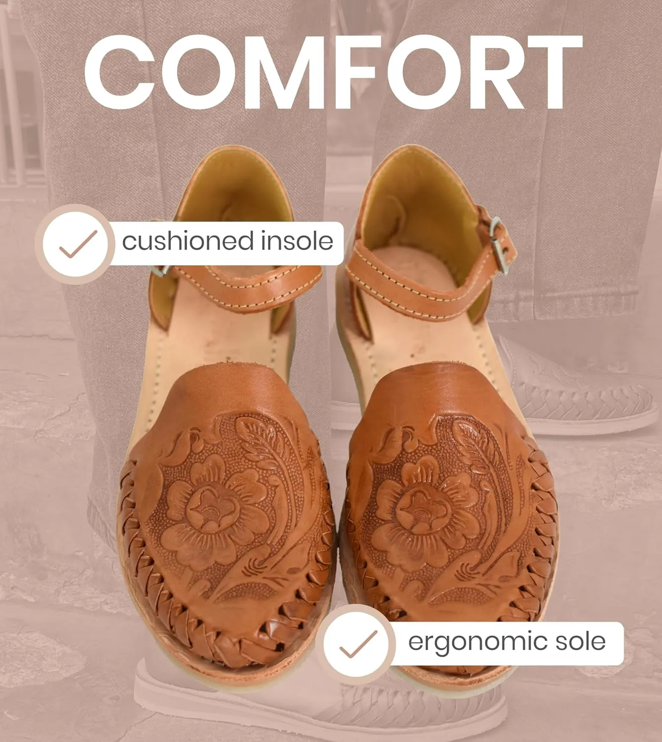 Macarena Collection Womens Shoes Leather Sandals Ankle for Women | Huarache Handmade Mexican Sandals Women | Comfortable & Stylish Womens Sandals 911
