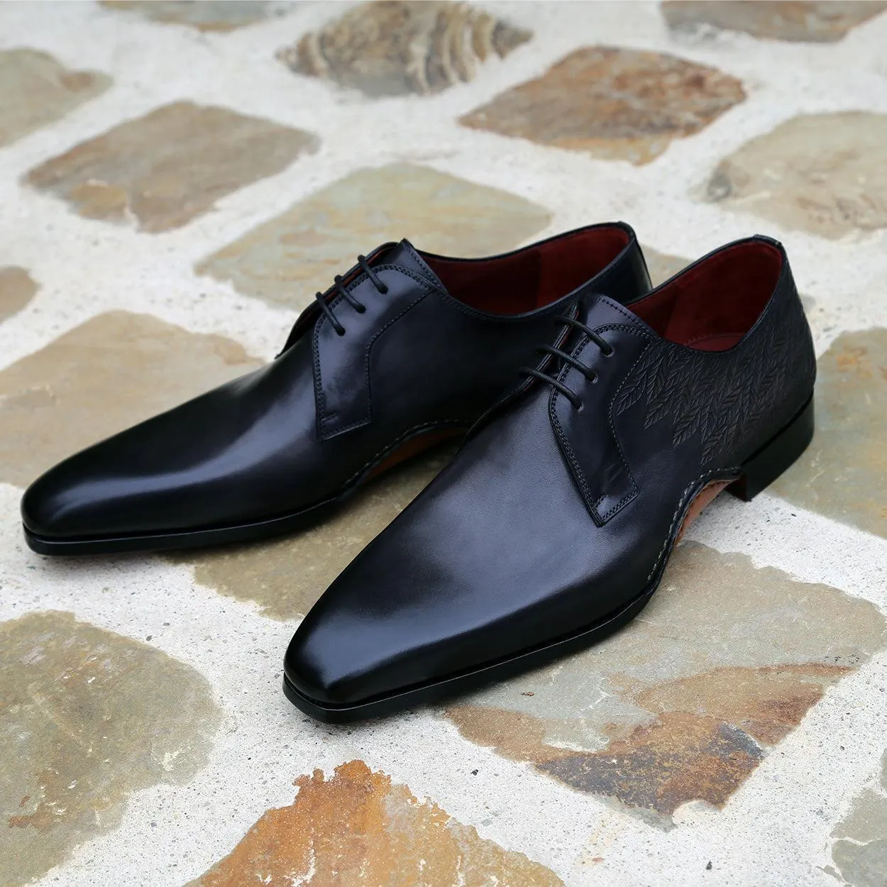 Magnanni 24834 Hayos Men's Shoes Gray Laser Print / Calf-Skin Leather Derby (MAGS1132)