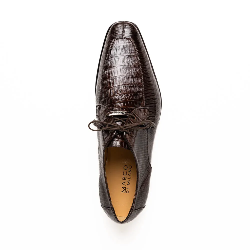 Marco Di Milano Merida in Brown Caiman & Lizard Derby Dress Shoes