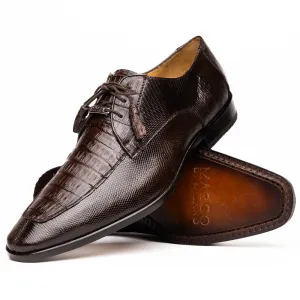 Marco Di Milano Merida in Brown Caiman & Lizard Derby Dress Shoes