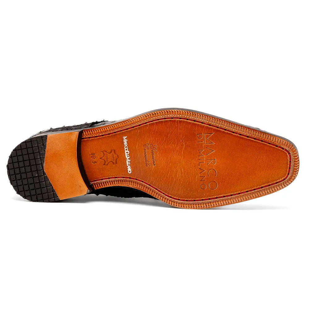 Marco Di Milano Nilo in Black Crocodile Derby Dress Shoes