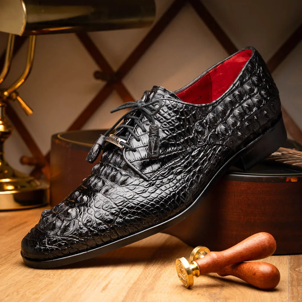 Marco Di Milano Nilo in Black Crocodile Derby Dress Shoes