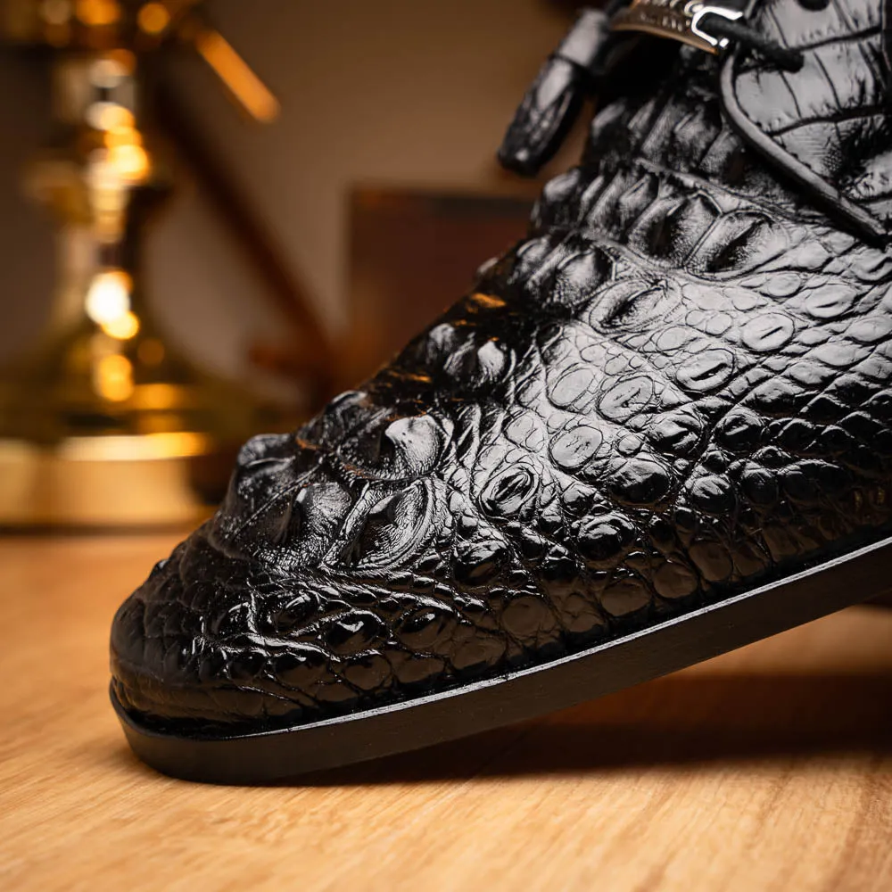 Marco Di Milano Nilo in Black Crocodile Derby Dress Shoes