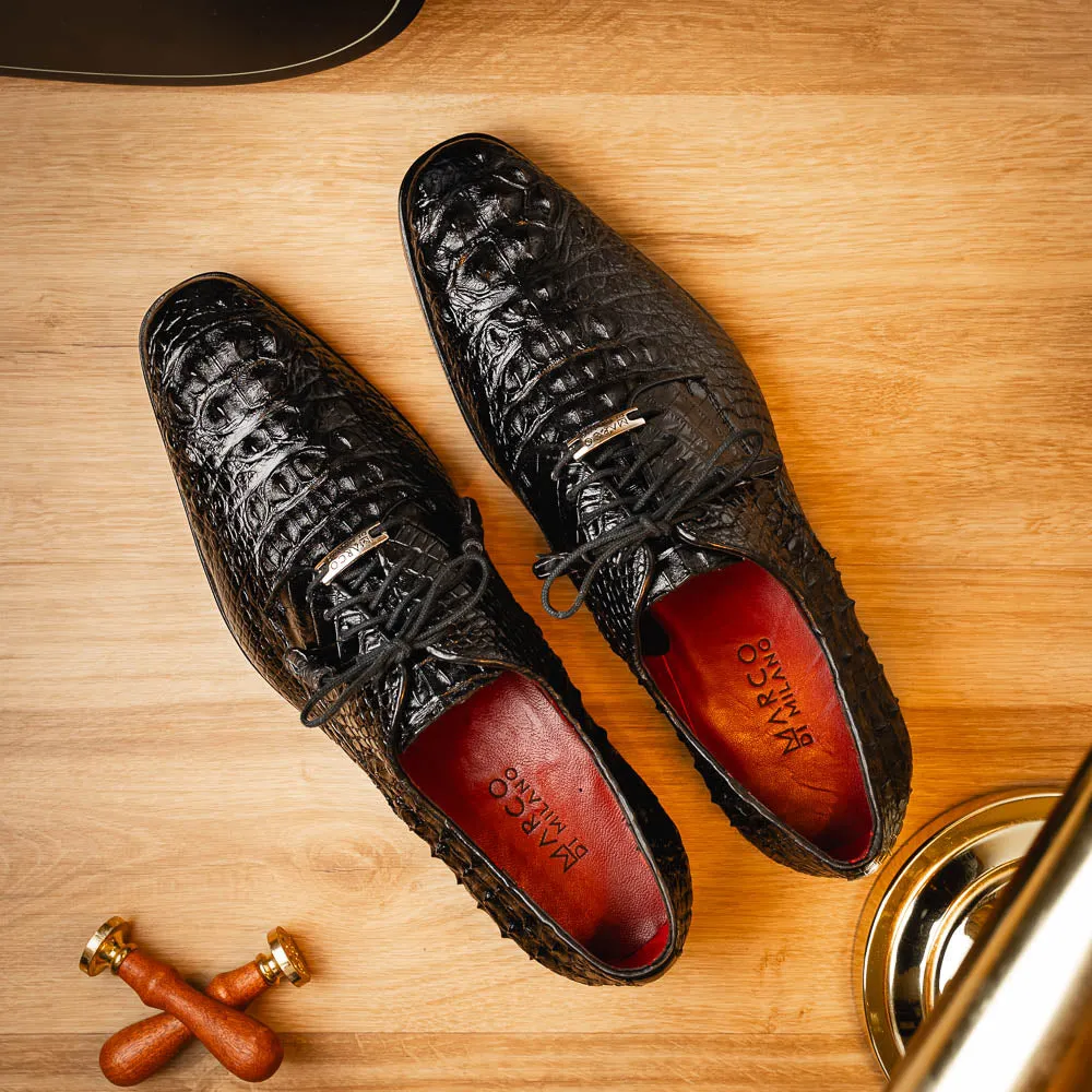 Marco Di Milano Nilo in Black Crocodile Derby Dress Shoes
