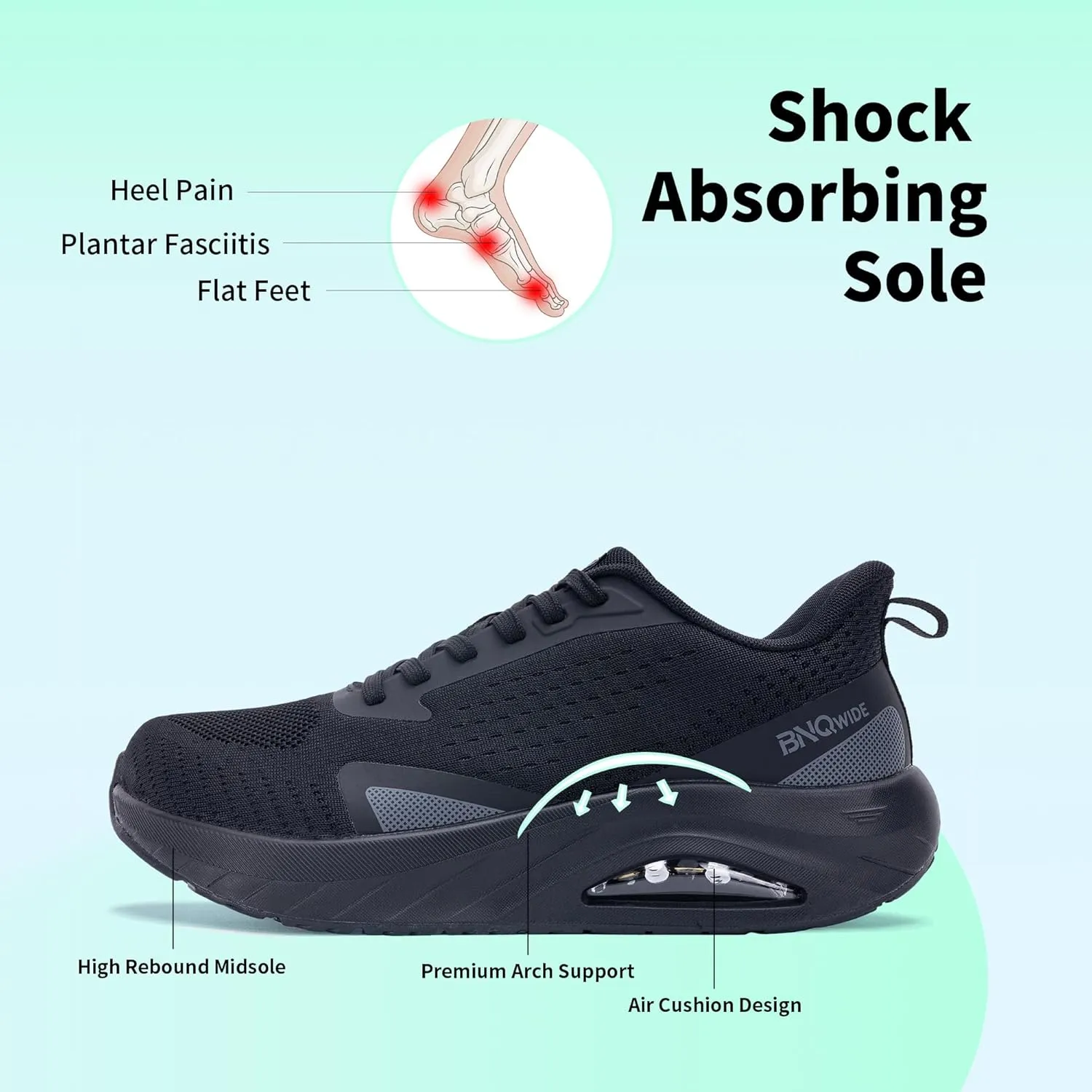 MEHOTO Wide Toe Box Shoes for Men Arch Support Air Running Shoes Tennis Fashion Walking Sneaker Wide Width Orthotic Shoe for Plantar Fasciitis Size 8-13