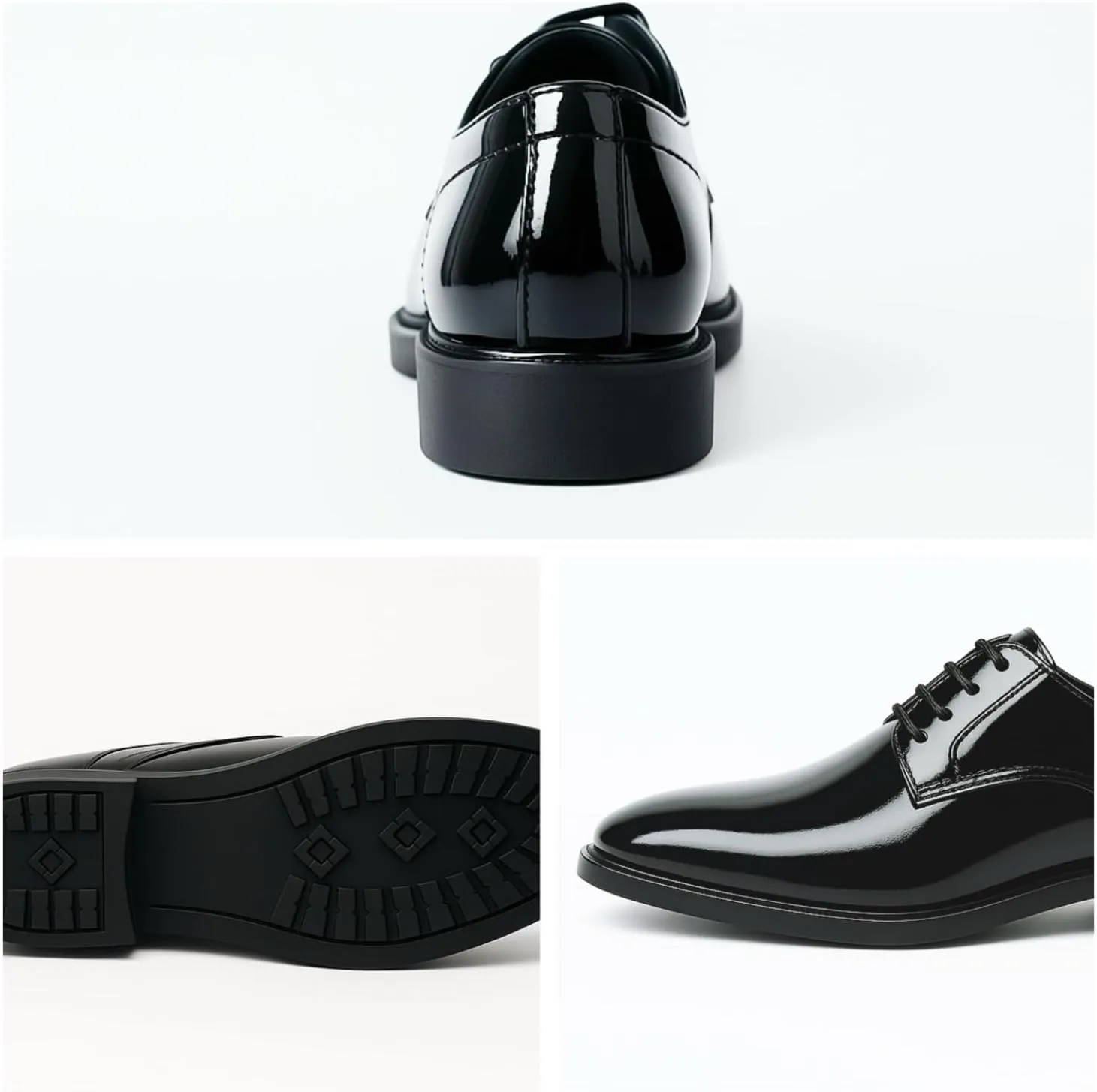 Mens Tuxedo Dress Shoes Classic Formal Oxfords Faux Patent Leather Shoe Lace-up Dress Shoes for Business Wedding Suit Black