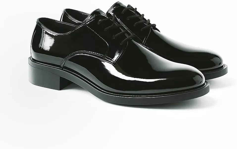 Mens Tuxedo Dress Shoes Classic Formal Oxfords Faux Patent Leather Shoe Lace-up Dress Shoes for Business Wedding Suit Black