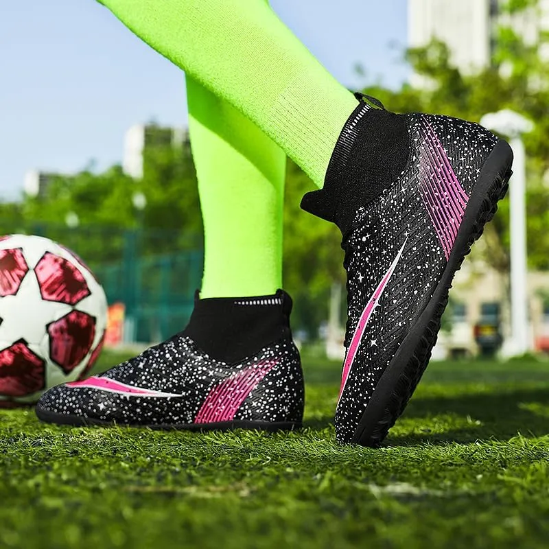 Men's Womens Soccer Shoes Football Cleats High-Tops Lace-Up Non-Slip Spikes Indoor Outdoor Sports Athletic Baseball Lacrosse Sneaker