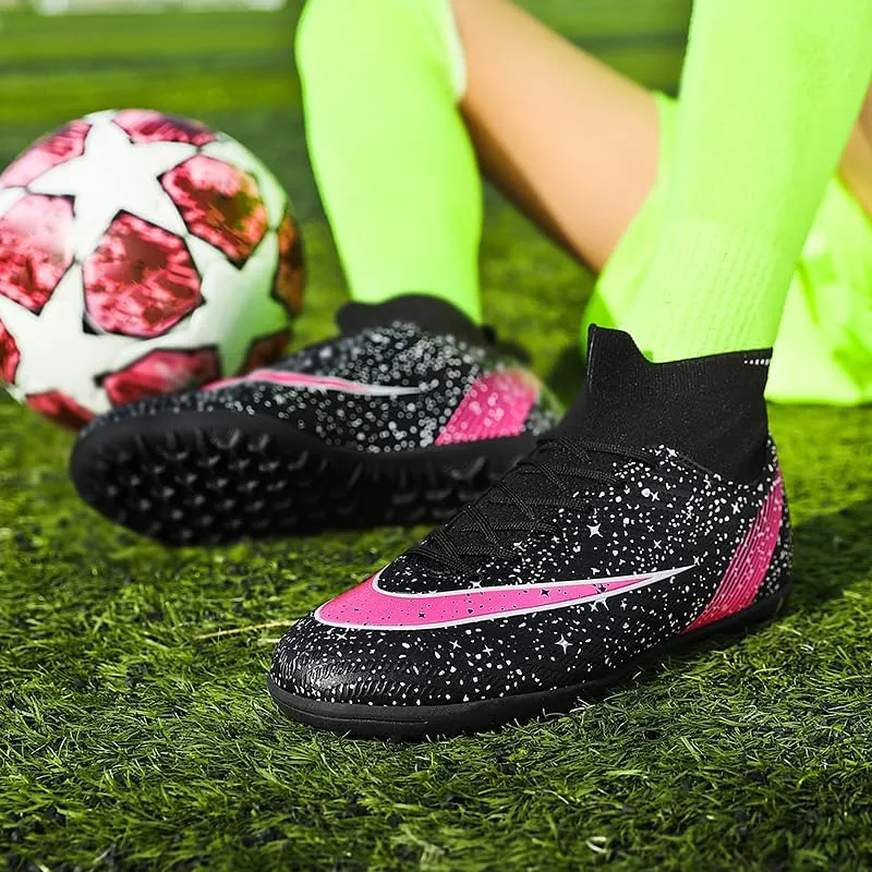 Men's Womens Soccer Shoes Football Cleats High-Tops Lace-Up Non-Slip Spikes Indoor Outdoor Sports Athletic Baseball Lacrosse Sneaker