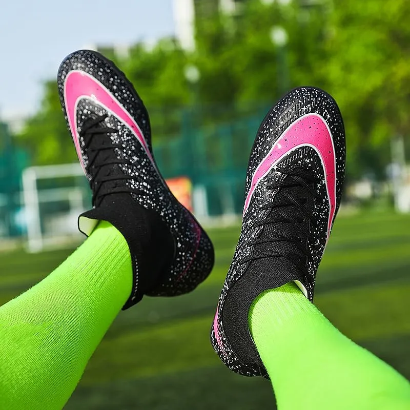Men's Womens Soccer Shoes Football Cleats High-Tops Lace-Up Non-Slip Spikes Indoor Outdoor Sports Athletic Baseball Lacrosse Sneaker