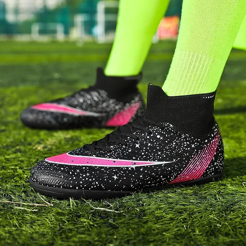 Men's Womens Soccer Shoes Football Cleats High-Tops Lace-Up Non-Slip Spikes Indoor Outdoor Sports Athletic Baseball Lacrosse Sneaker