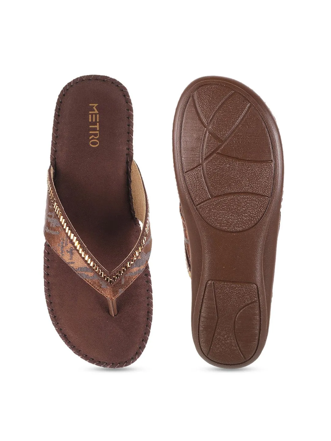 Metro Women Brown Printed Sandal