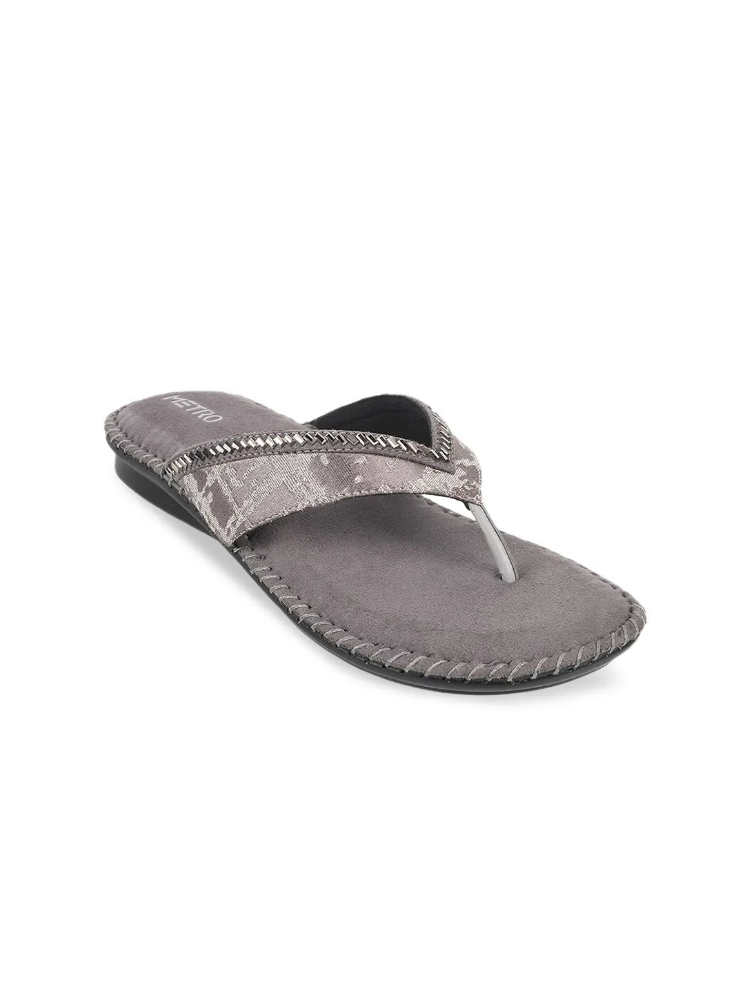 Metro Women Grey Embellished Ethnic Sandal