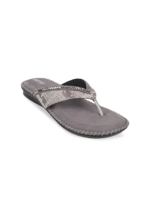 Metro Women Grey Embellished Ethnic Sandal