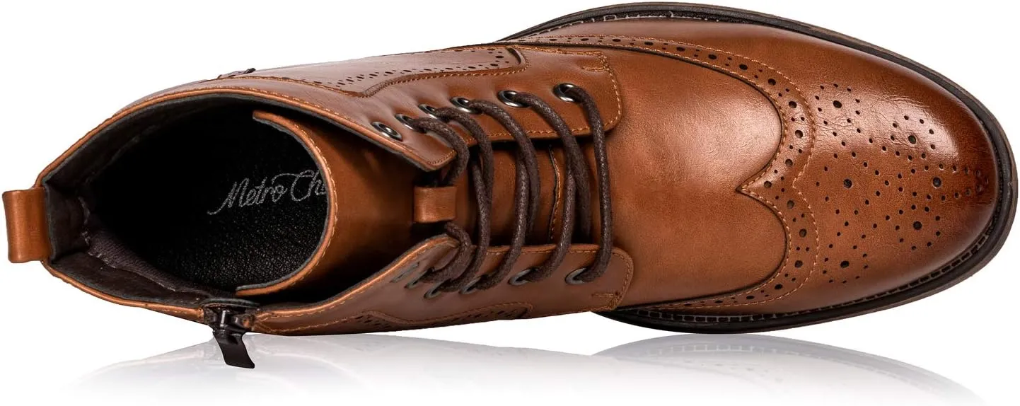 Metrocharm MC309 Men's Lace Up Wing Tip Dress Casual Fashion Oxford Boot