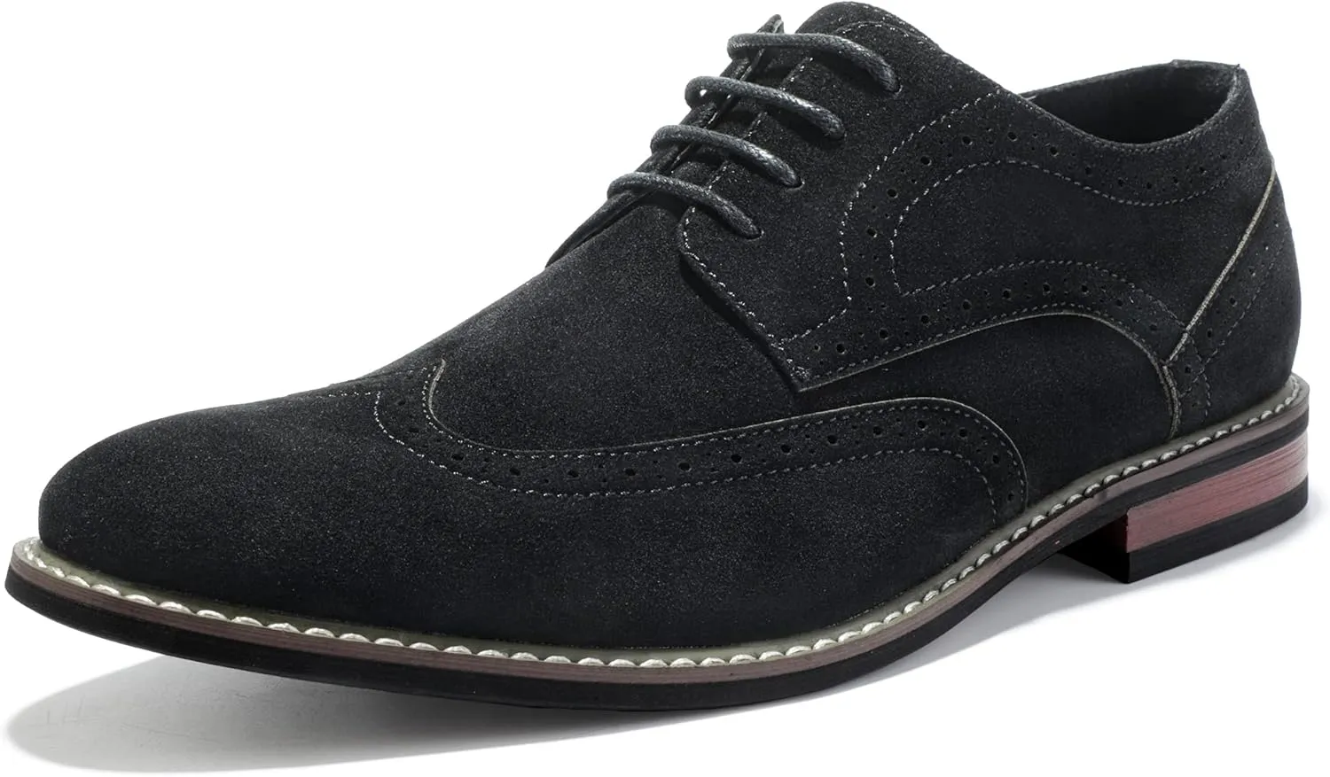Mofri Men's Oxford Suede Shoes, Wingtip Dress Shoes for All Occasions, Waterproof, Latex Insole, Lace-Up
