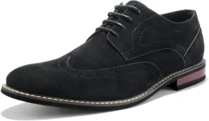 Mofri Men's Oxford Suede Shoes, Wingtip Dress Shoes for All Occasions, Waterproof, Latex Insole, Lace-Up