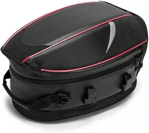 Motorcycle Tail Bag for Benelli Imperiale 400, Large Capacity Water-Resistant Wear-Resistant Motorcycle Helmet Bag, Expandable Rear Seat Storage Luggage Backpack,A Red Black