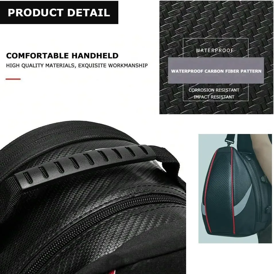 Motorcycle Tail Bag for Benelli Imperiale 400, Large Capacity Water-Resistant Wear-Resistant Motorcycle Helmet Bag, Expandable Rear Seat Storage Luggage Backpack,A Red Black