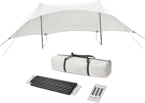 MYCENSE Camping Tarp with Storage Bag Shade Multifunctional Camping Canopy Tent Tarp for Picnic Beach Outdoor Activities Backyard, Height 2.1m