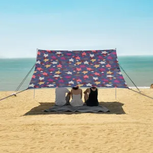 Night Sky Stars Beach Camping Tent Sun Shelter for Whole Family, Patriotic Beach Shade Canopy with UPF50  UV Protection,Easy Set Up and Carry,Outdoor Shade for Trips, Fishing, Backyard Fun Picni