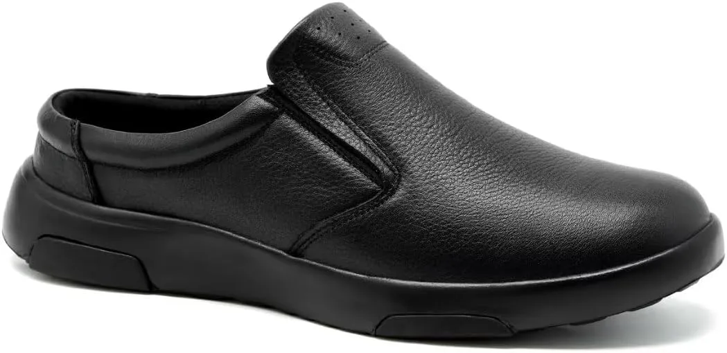 OrthoComfoot Men's Orthopedic Leather Dress Walking Shoes: Comfortable Plantar Fasciitis Loafers with Arch Support for Flat Feet, Casual Business Orthotic Slip-On for Foot and Heel Pain Relief
