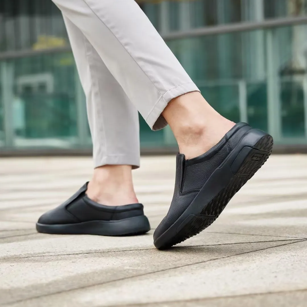 OrthoComfoot Men's Orthopedic Leather Dress Walking Shoes: Comfortable Plantar Fasciitis Loafers with Arch Support for Flat Feet, Casual Business Orthotic Slip-On for Foot and Heel Pain Relief
