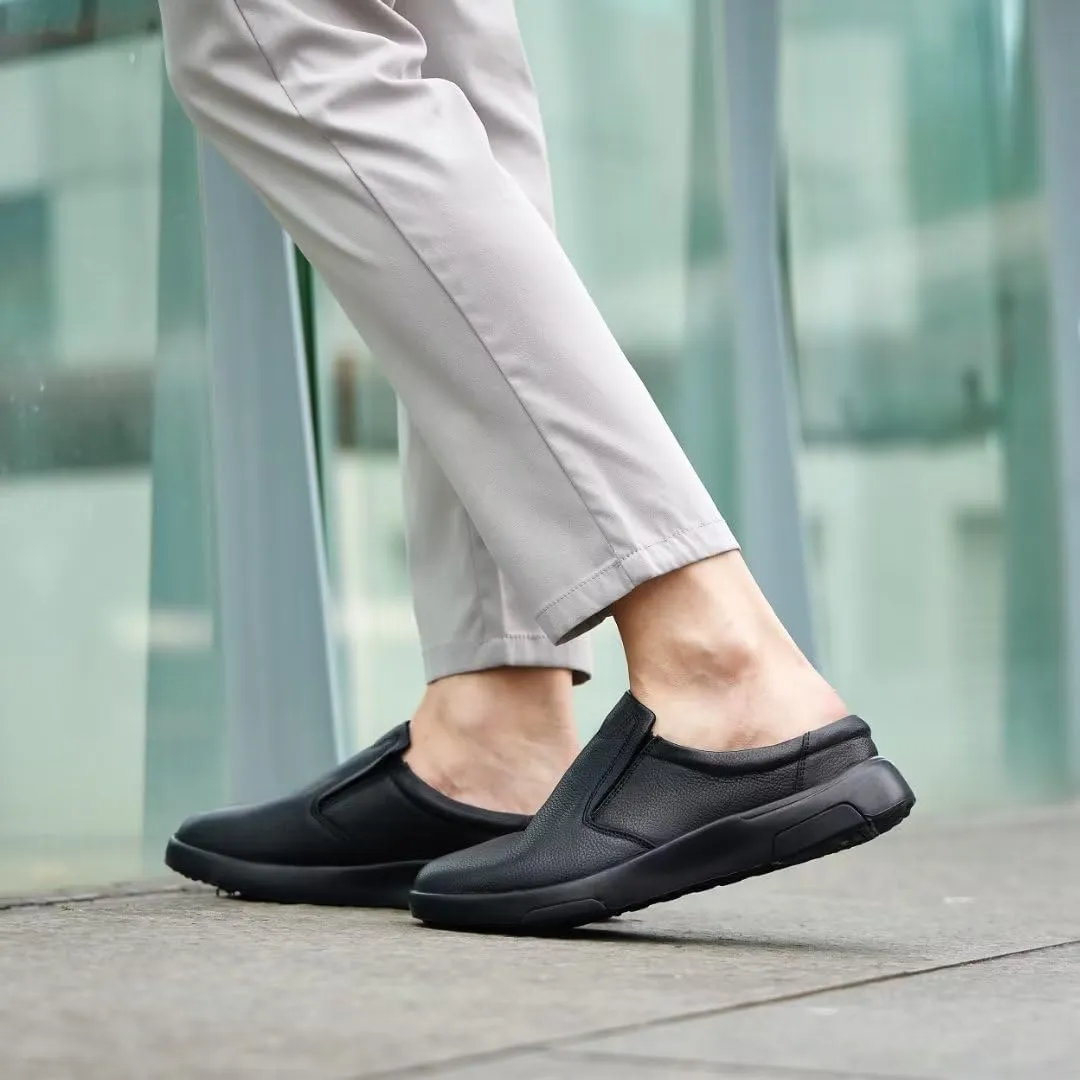OrthoComfoot Men's Orthopedic Leather Dress Walking Shoes: Comfortable Plantar Fasciitis Loafers with Arch Support for Flat Feet, Casual Business Orthotic Slip-On for Foot and Heel Pain Relief