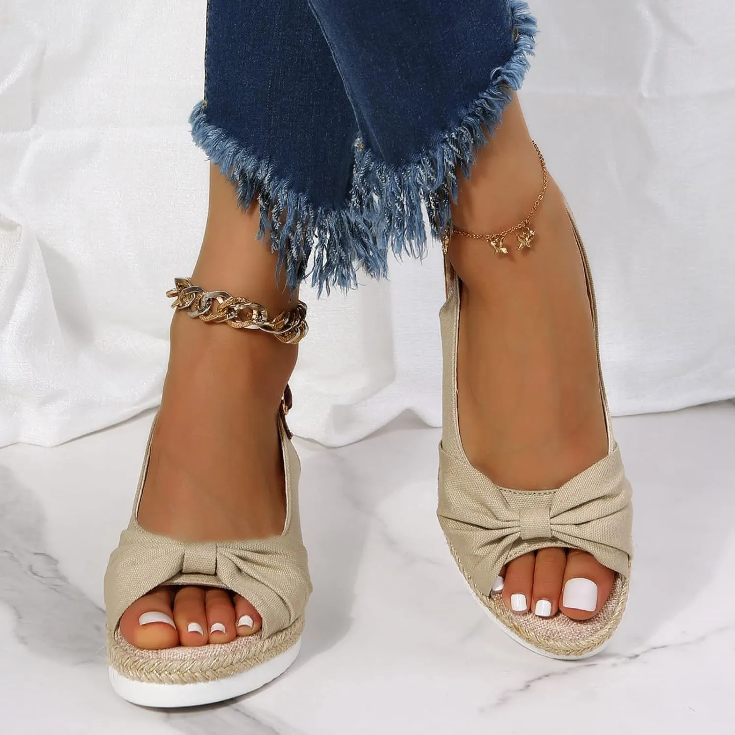 Orthopedic Wedge Sandals Women Summer Dressy Ankle Strap Flat Sandals Casual Strappy Low Wedges Slip on Zipper Beach Sandals
