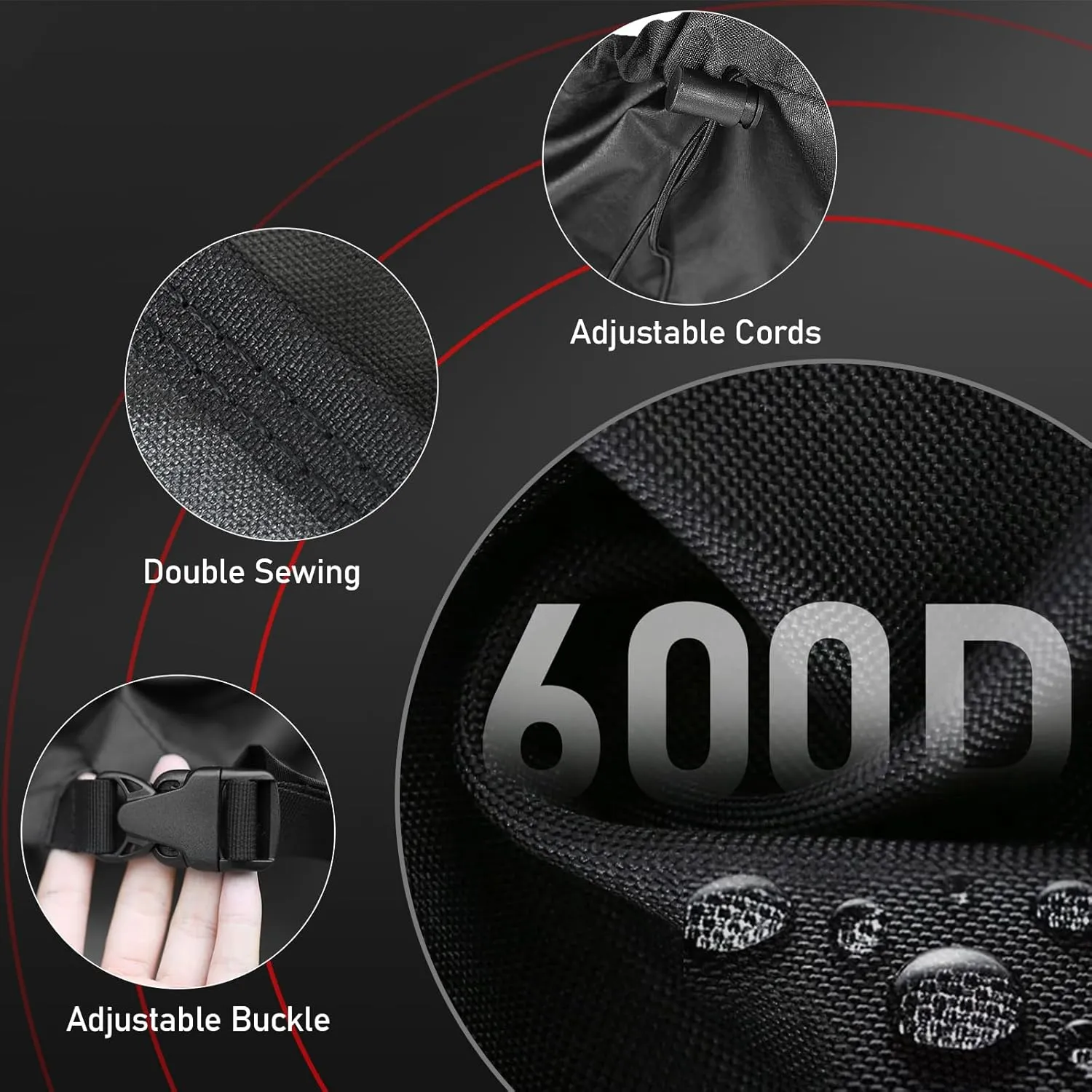 Outboard Motor Cover, 600D Boat Motor Cover Waterproof & Heavy Duty, Fade-Resistant Boat Engine Cover - Fit for Motor up to 25 HP, Black