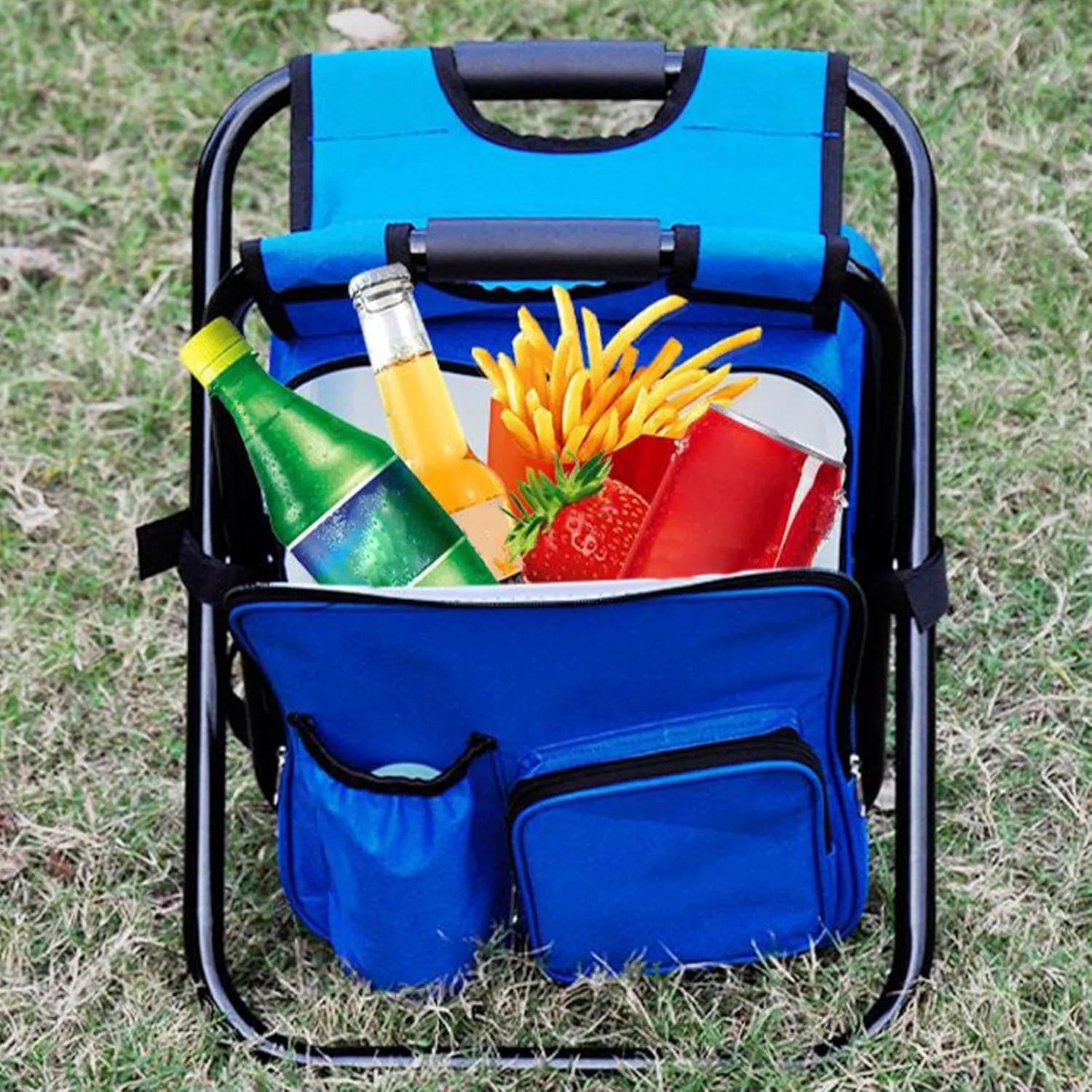 Outdoor Folding Chairs for Adults - Folding Rocker Chair Outdoor | Fold up Chairs | Portable Recliner Beach Camping Patio Lounge | Adjustable Pillow for Poolside | Ideal for Camping