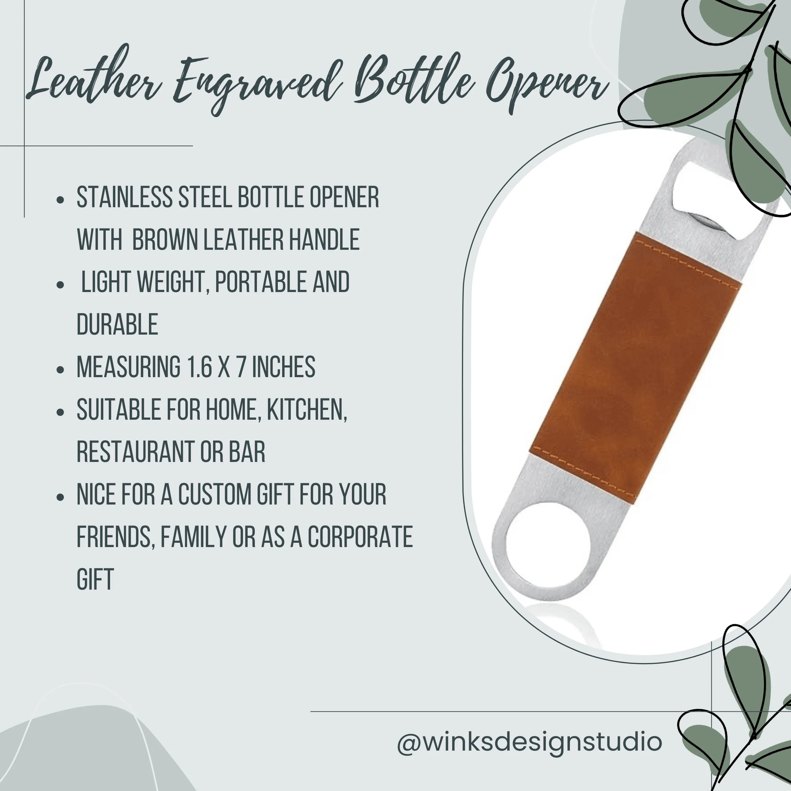 Oxford Oaks Distillery Leather Bottle Opener