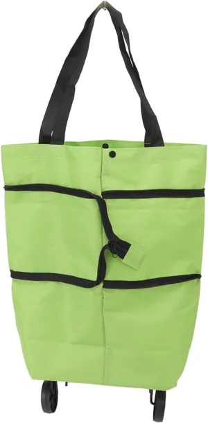 Oxford Shopping Pull Cart, Wheeled Shopping Bags, Portable Shopping Cart for Grocery Shopping, Travel, Beach Outings, And More (Green)