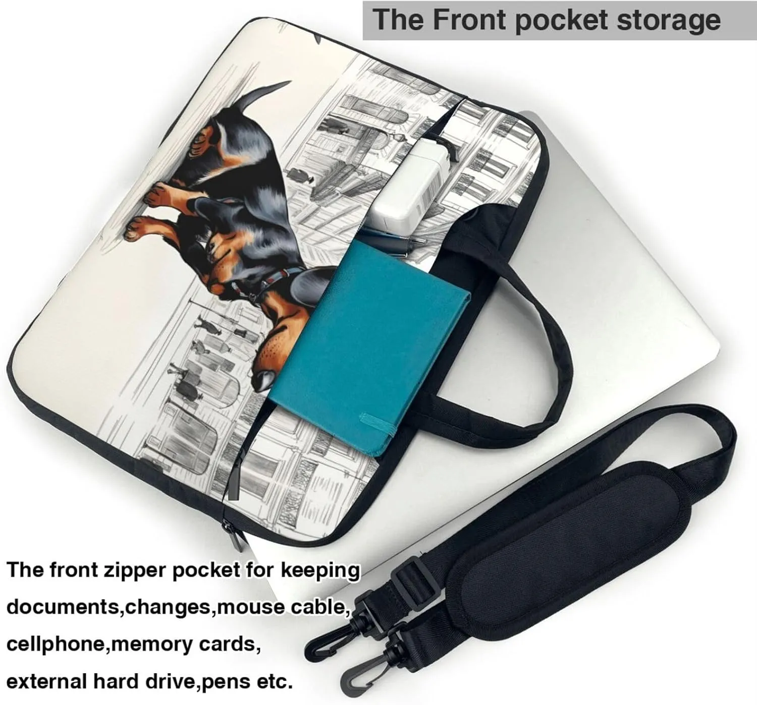 Parisian Dachshund Print Laptop Case and Computer Bag - Versatile Laptop Bag for Men Laptop Shoulder Bag