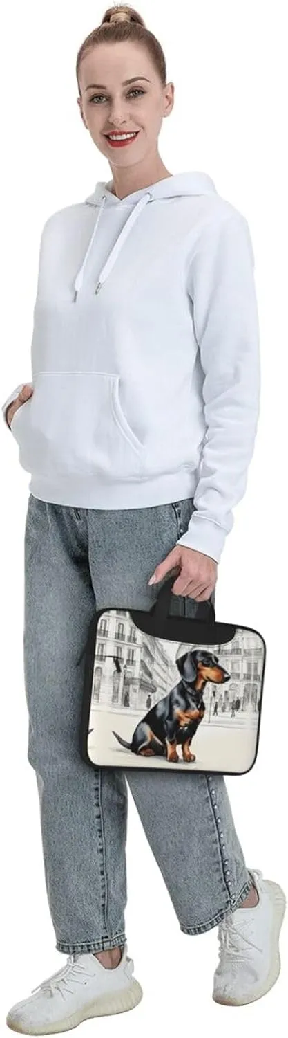 Parisian Dachshund Print Laptop Case and Computer Bag - Versatile Laptop Bag for Men Laptop Shoulder Bag