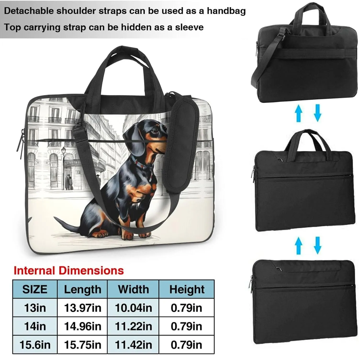 Parisian Dachshund Print Laptop Case and Computer Bag - Versatile Laptop Bag for Men Laptop Shoulder Bag